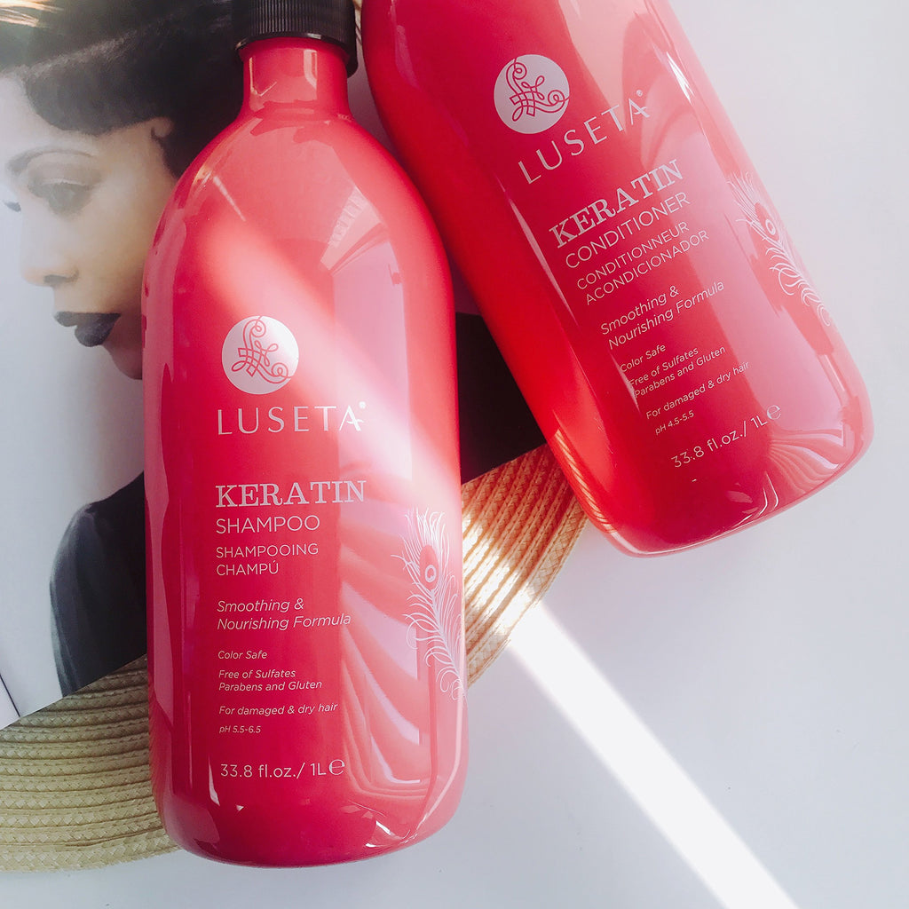 Lseta Keratin Shampoo and Conditioner Set 33.8oz*2 – Reduce Breakage & Frizz Control Set with Quinoa Protein & Sunflower Seed Oil – Strengthens Damaged, Color Treated, Dry Hair – Sulfate Free