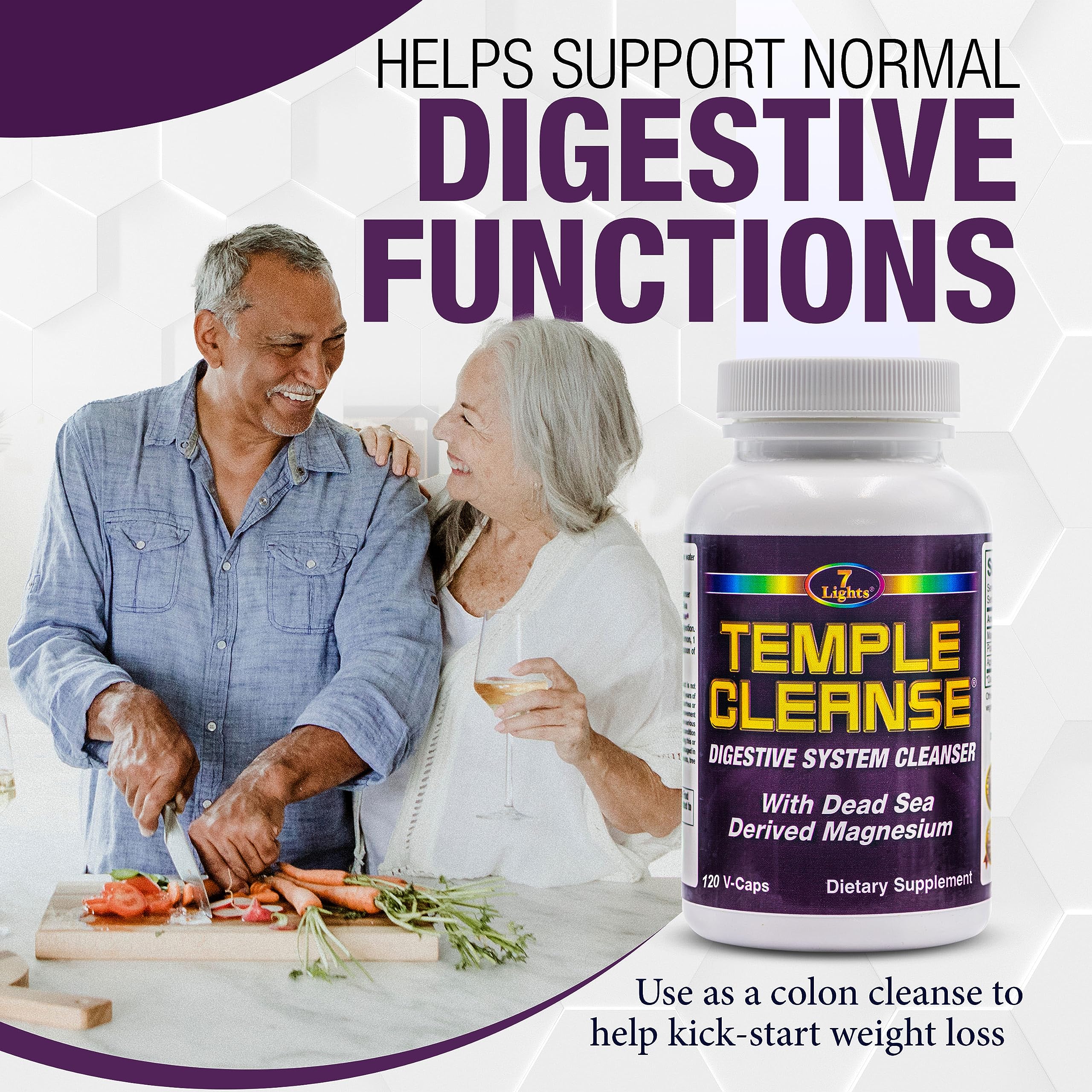 Temple Cleanse 120 Capsules | Oxygen & Dead Sea Magnesium Colon Cleanse Detox, Fast-Acting Constipation Relief, No Gas/Bloating, Vegan Gluten-Free Digestive Cleanse, Gentle on Stomach for Women & Men