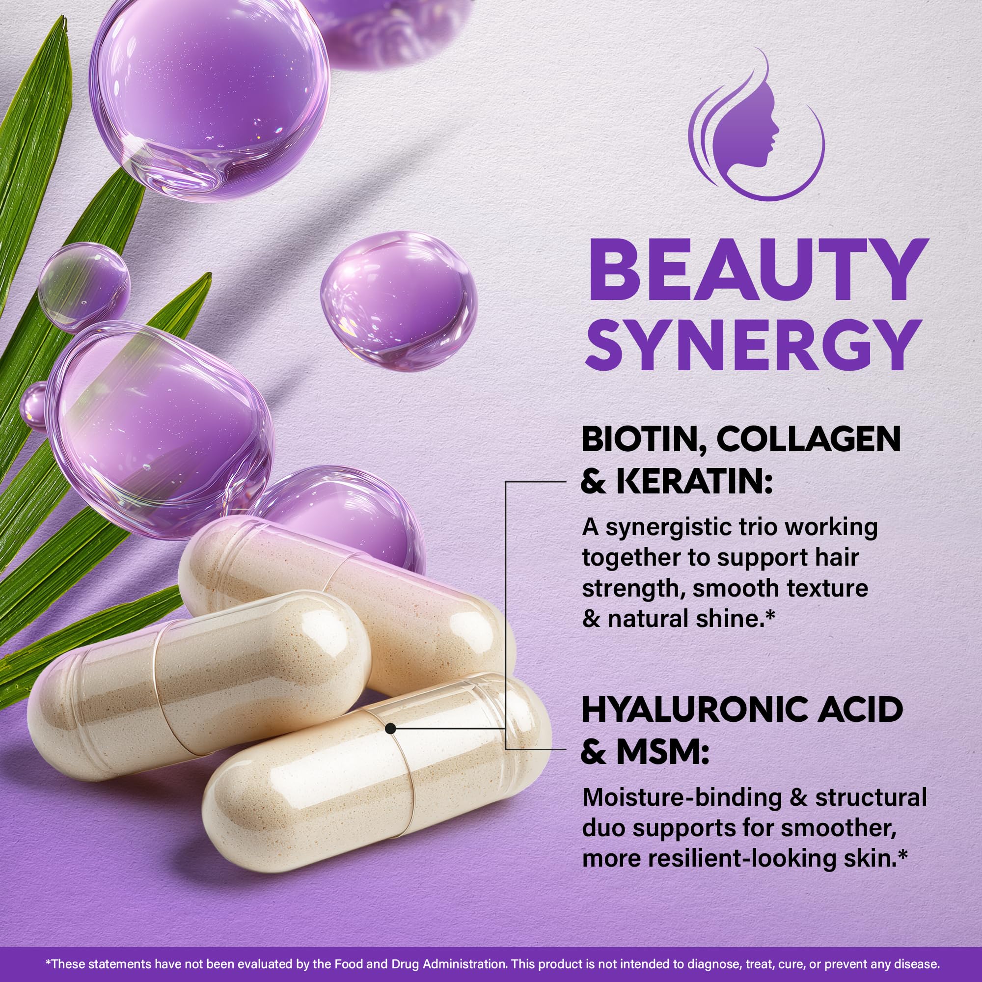 Biotin | Collagen | Hyaluronic Acid | Keratin - Support Normal Hair Growth Cycle, Skin & Nails - Clinically Tested - 25000mcg Vitamins B1, B2, B3, B6 & B7 - for Women & Men - 120 Capsules