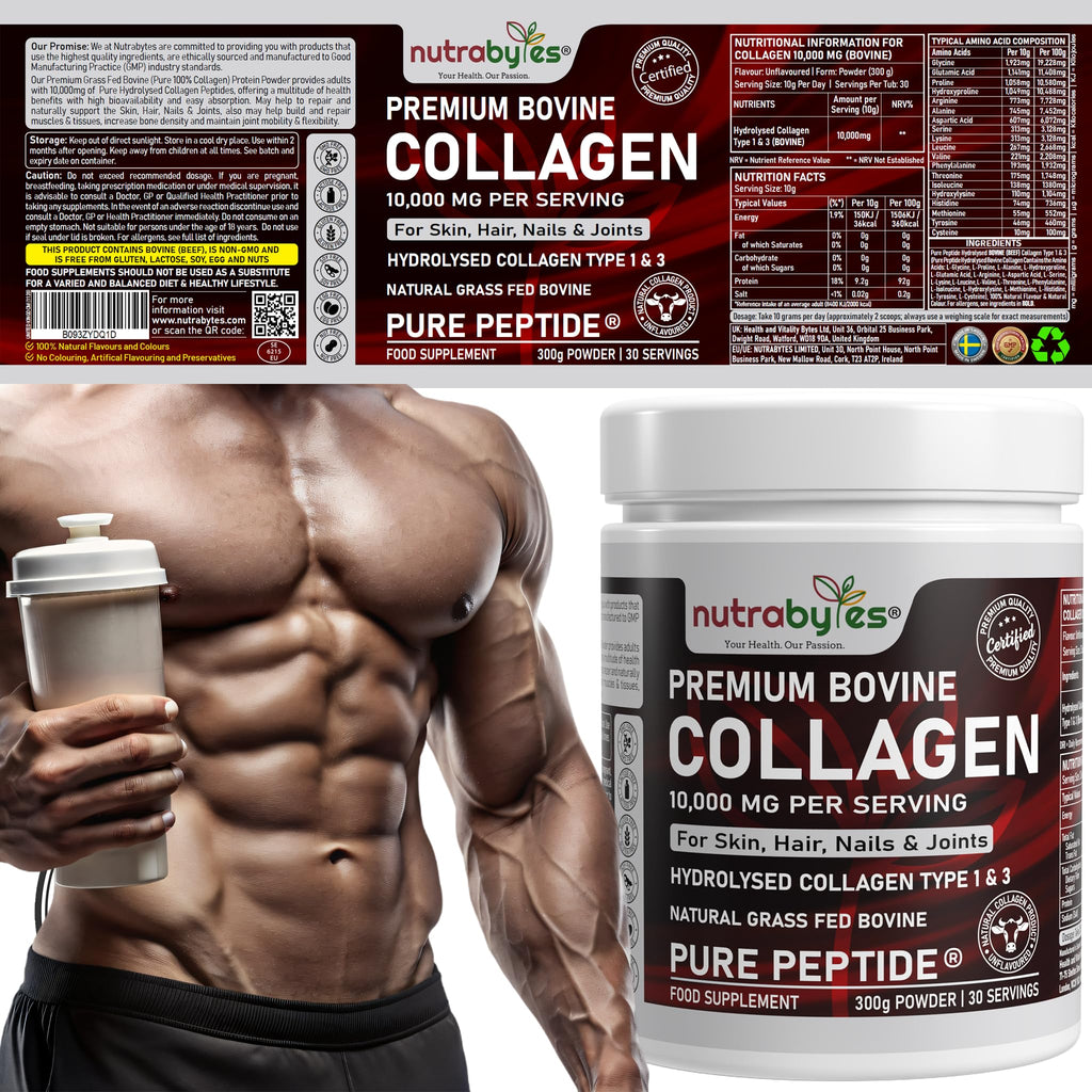 Bovine Collagen Powder 10000mg | Grass Fed | Type 1&3 | Unflavoured | 300g