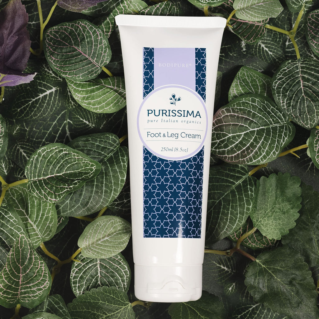 Bodipure Purissima Organic Foot and Leg Cream - Made with Natural Ingredients - Rejuvenating Treatment for Dry, Cracked, and Callused Feet - Refreshing, and Stimulating - Made in Italy, 8.5 Ounce