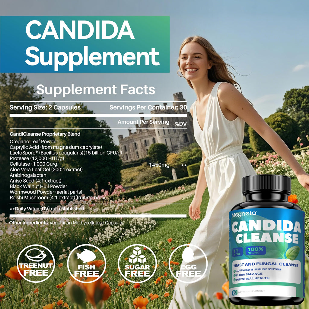 MEGNETA Candida Cleanse Supplement,Support Immune Health, 60 Capsules