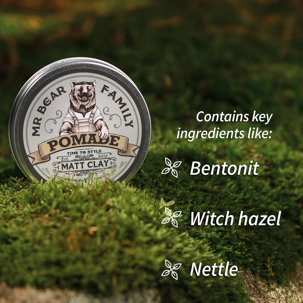 Matte Hair Pomade for Men – Medium Hold Water Based Mens Hair Styling Pomade Contains Volumising Kaolin Clay + Bentonite Clay – Non Greasy Texturising Matt Pomade for Effective Frizz Control 100 ml