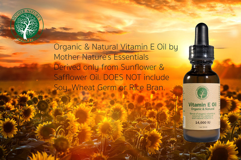 Mother Nature's Essentials Vitamin E Oil Organic 14,000IU d-alpha-tocopherol, coconut Oil, organic Jojoba, natural Vitamin C. 1oz. (2-Pack)