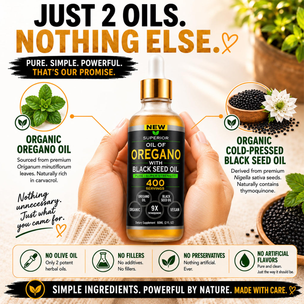 Oil Of Oregano With Black Seed Oil - 400 Servings, 2 in 1 Wild Organic Oregano Oil with Black Seed Oil for Immune & Digestive Support – Non-GMO, Gluten-Free Drops – Herbal Wellness Supplement