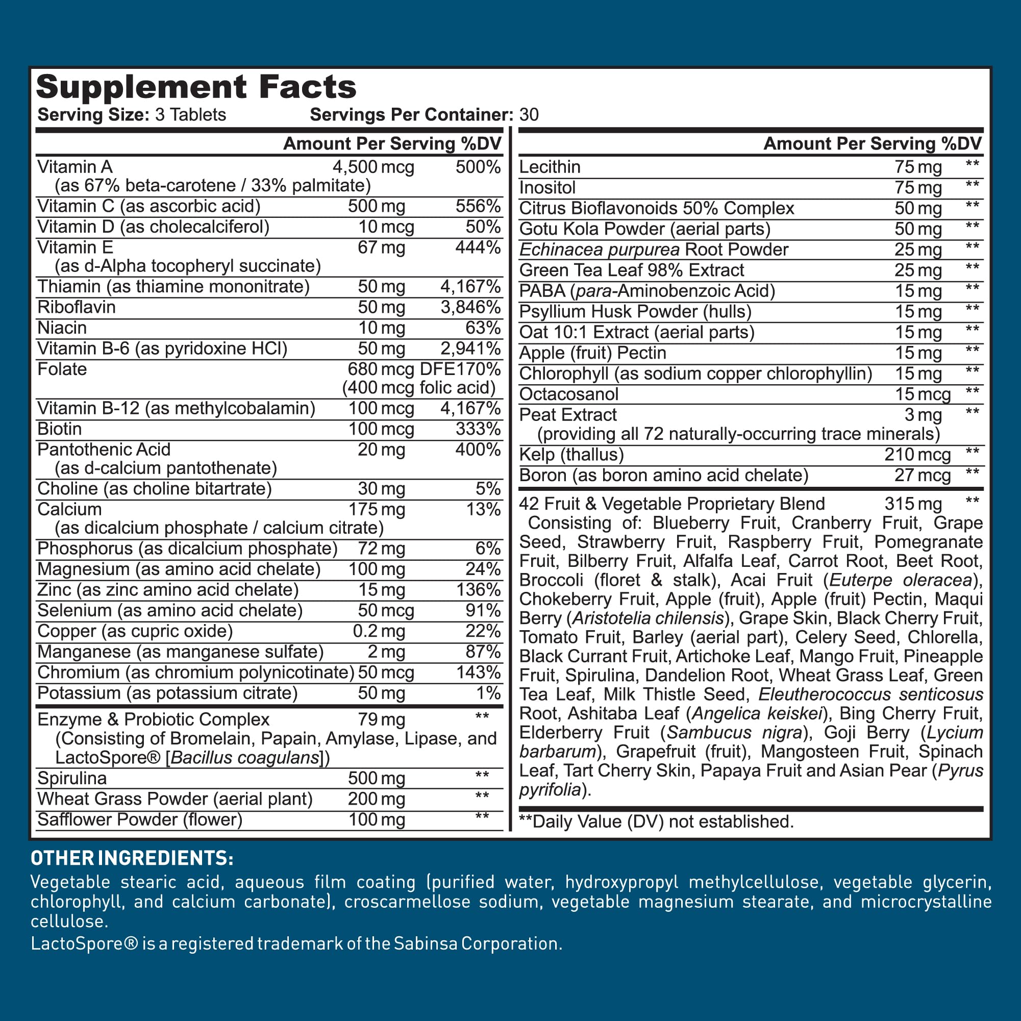 Dr. Tobias Adult Multivitamin for Women & Men - Immune Supporting Vitamins from 42 Fruits, Vegetables, Plus Probiotics, Vegan Multivitamins for Men & Women - Non-GMO (90 Tablets, 30 Servings)