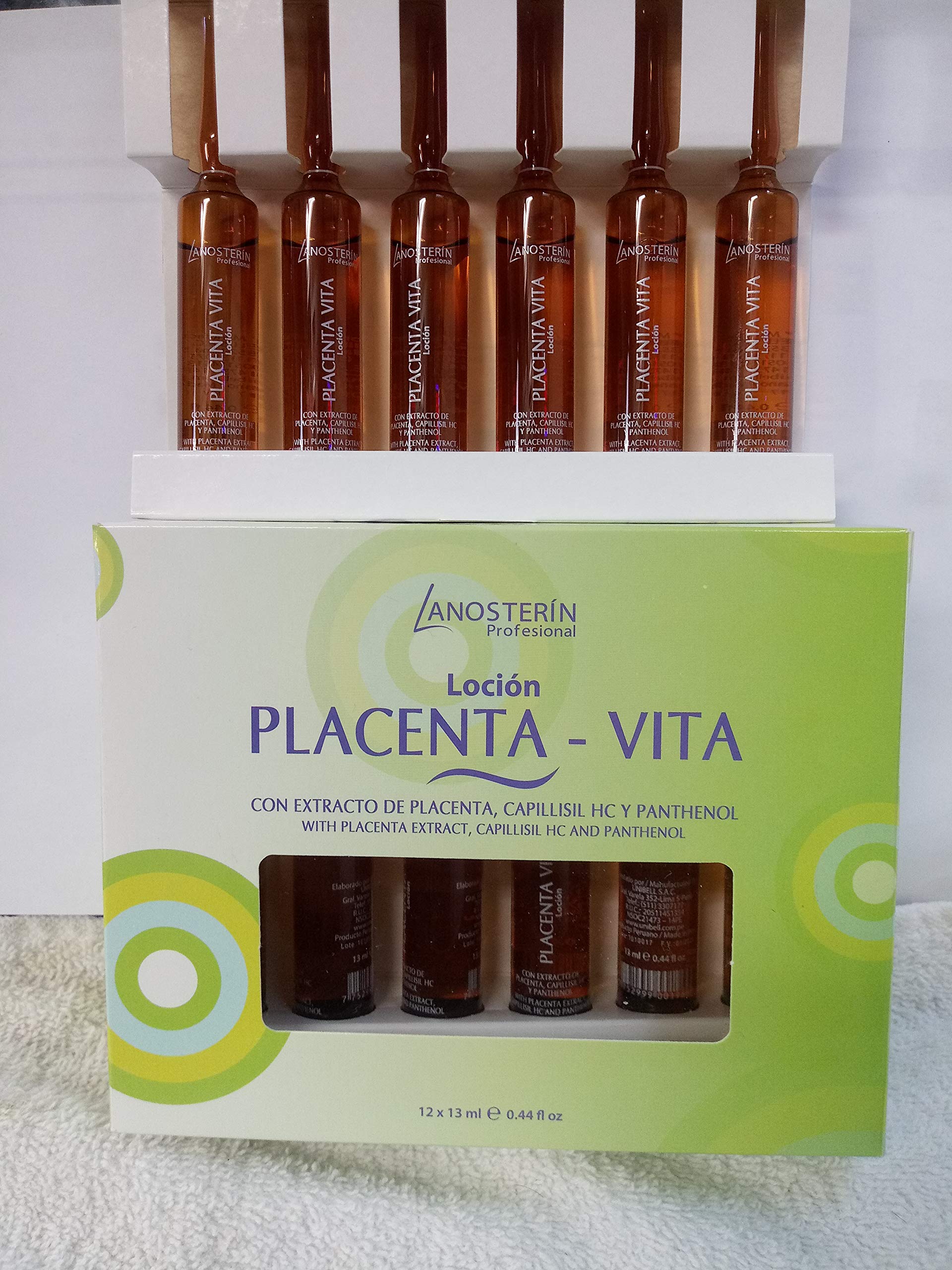 LANOSTERIN -8 ampules of Placenta Vita with placenta extract,HC y Panthenol