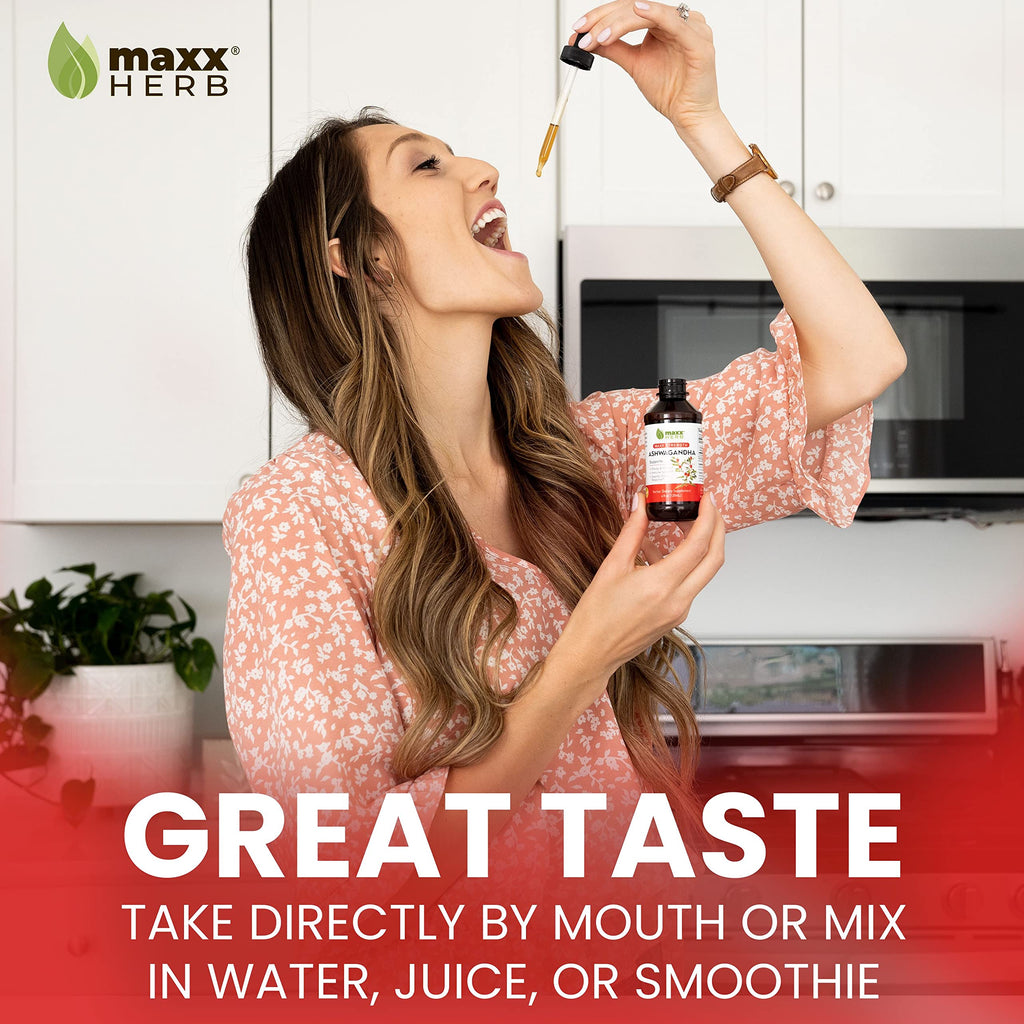 Maxx Herb Ashwagandha Extract – Max Strength Liquid Tincture Absorbs Better Than Capsules or Powder - for Stamina, Memory, & Immune Support - 4 Oz Bottle (60 Servings)