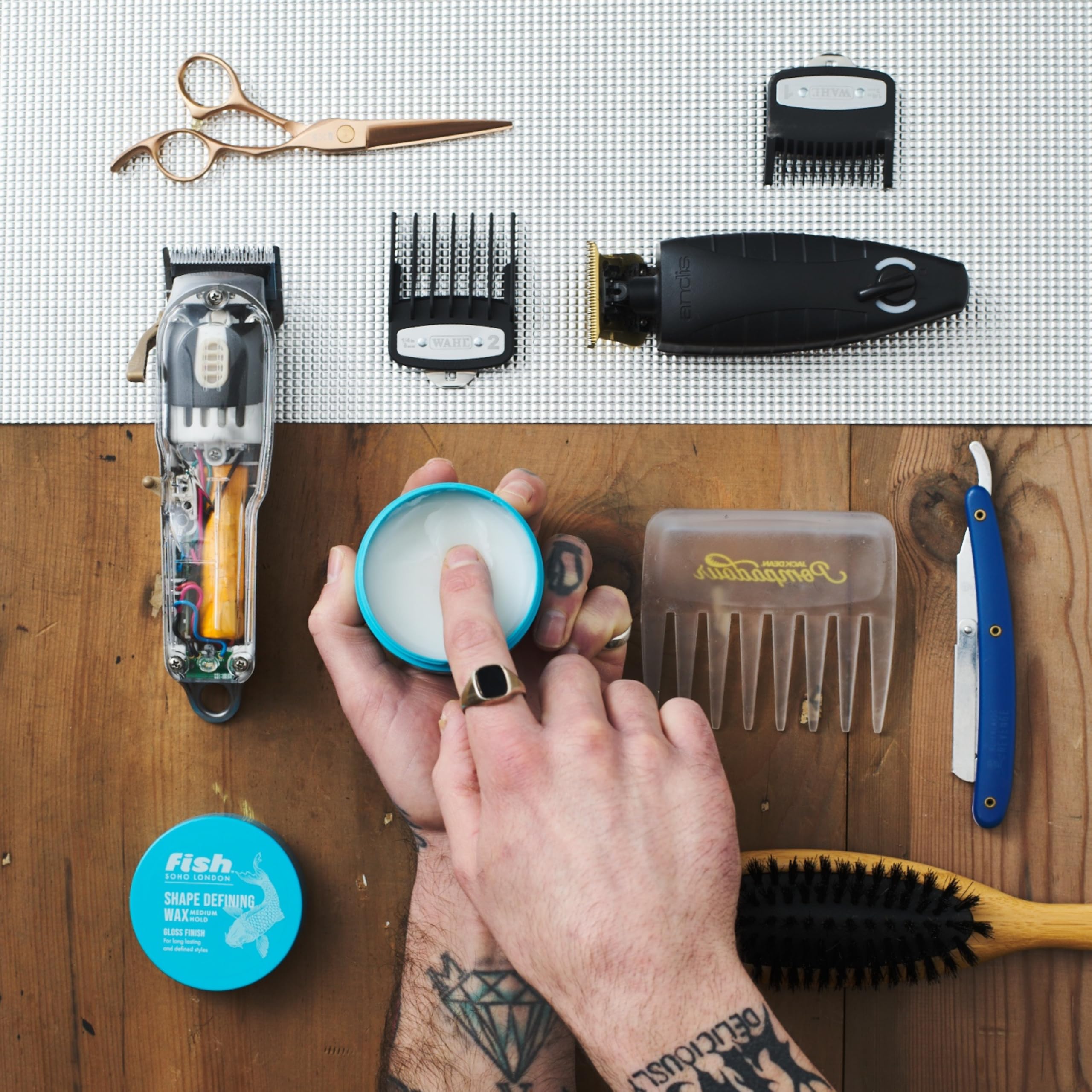 fish Original Shape Defining Hair Wax, Mens Hair Styling Product Suitable for Short & Medium Length Hair. Stylist & Barber Used, Medium hold, Gloss Finish, 100 ml