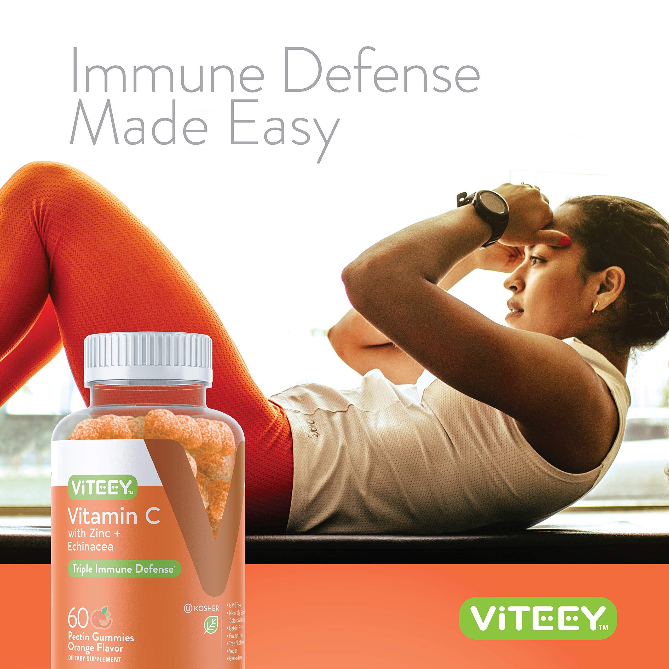Viteey Vitamin C Gummies for Adults & Teens with Zinc & Echinacea-120 Count
