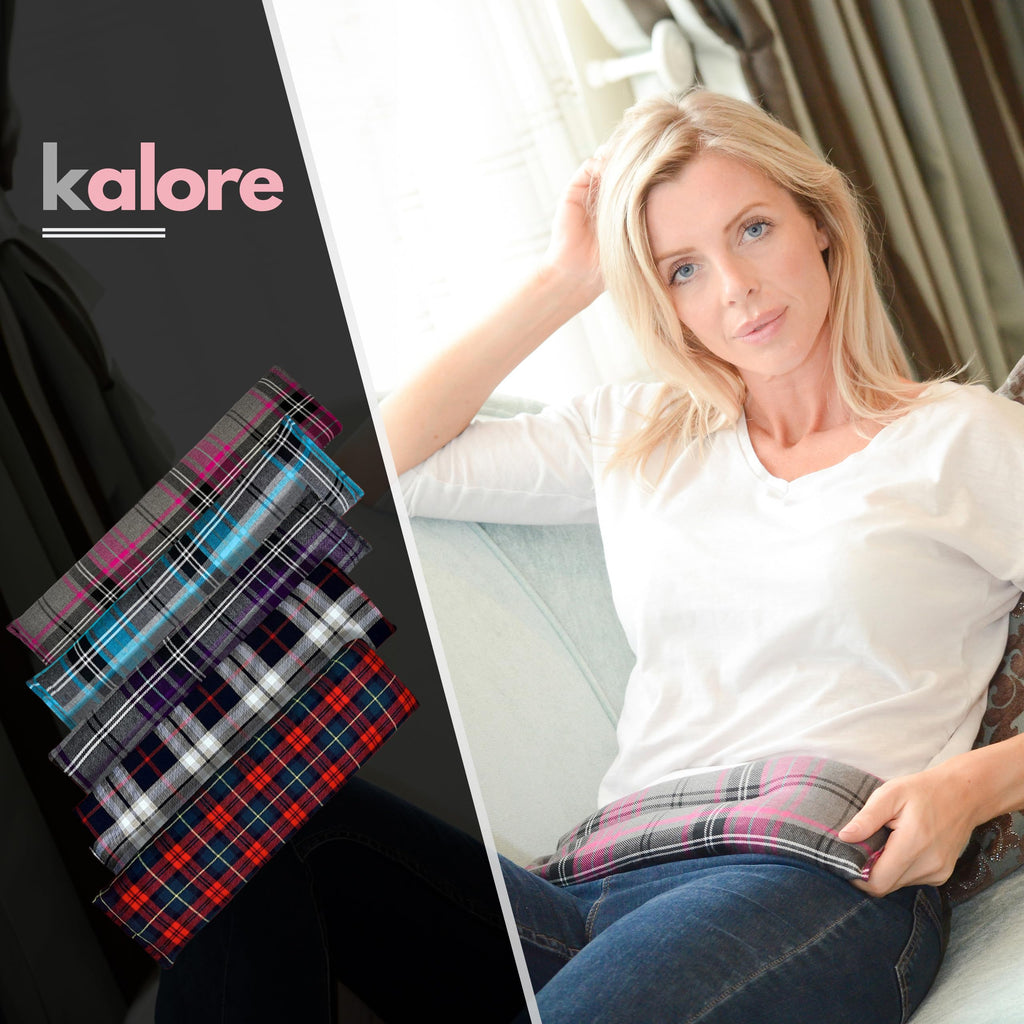 Microwavable Heating Pads for Winter Warmth, Back, Stomach & Head Comfort – Kalore Cotton Tartan Neck Wrap – Even Heat Distribution Hot Compress Bag – Wheat Heat Pad XL – Lavender Scent – Turquoise