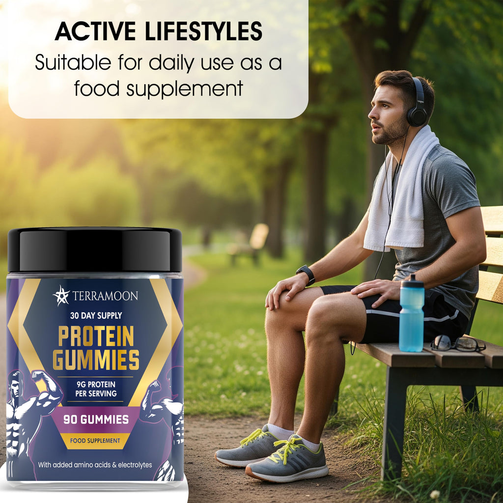 Protein Gummies, 9g Protein Per Serving, 90 Gummies, 30-Day Supply with BCAA and Electrolytes