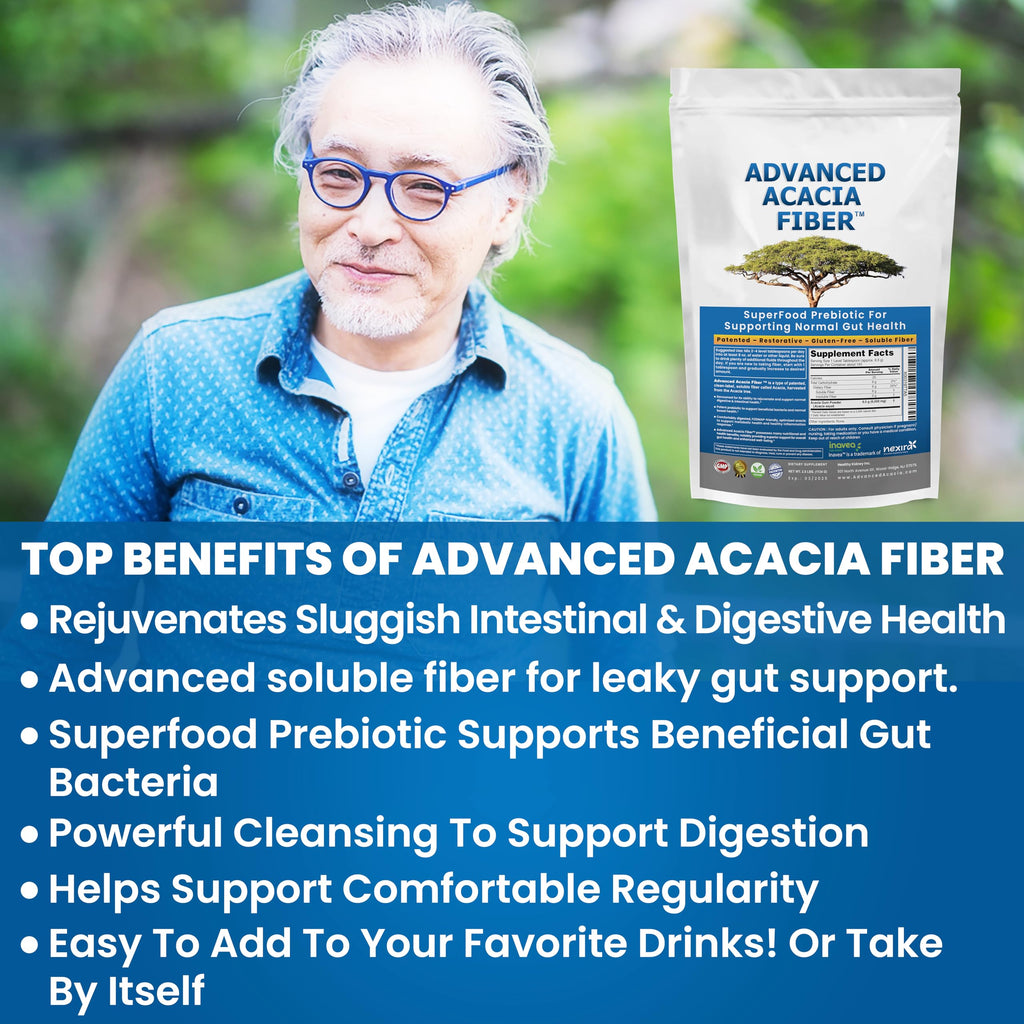 Organic Advanced Acacia Fiber Powder 40oz (2.5 lbs) - Soluble Fiber Leaky Gut Repair Powder. Natural Supplement for Gut Health, Regularity, Digestive Rejuvenation