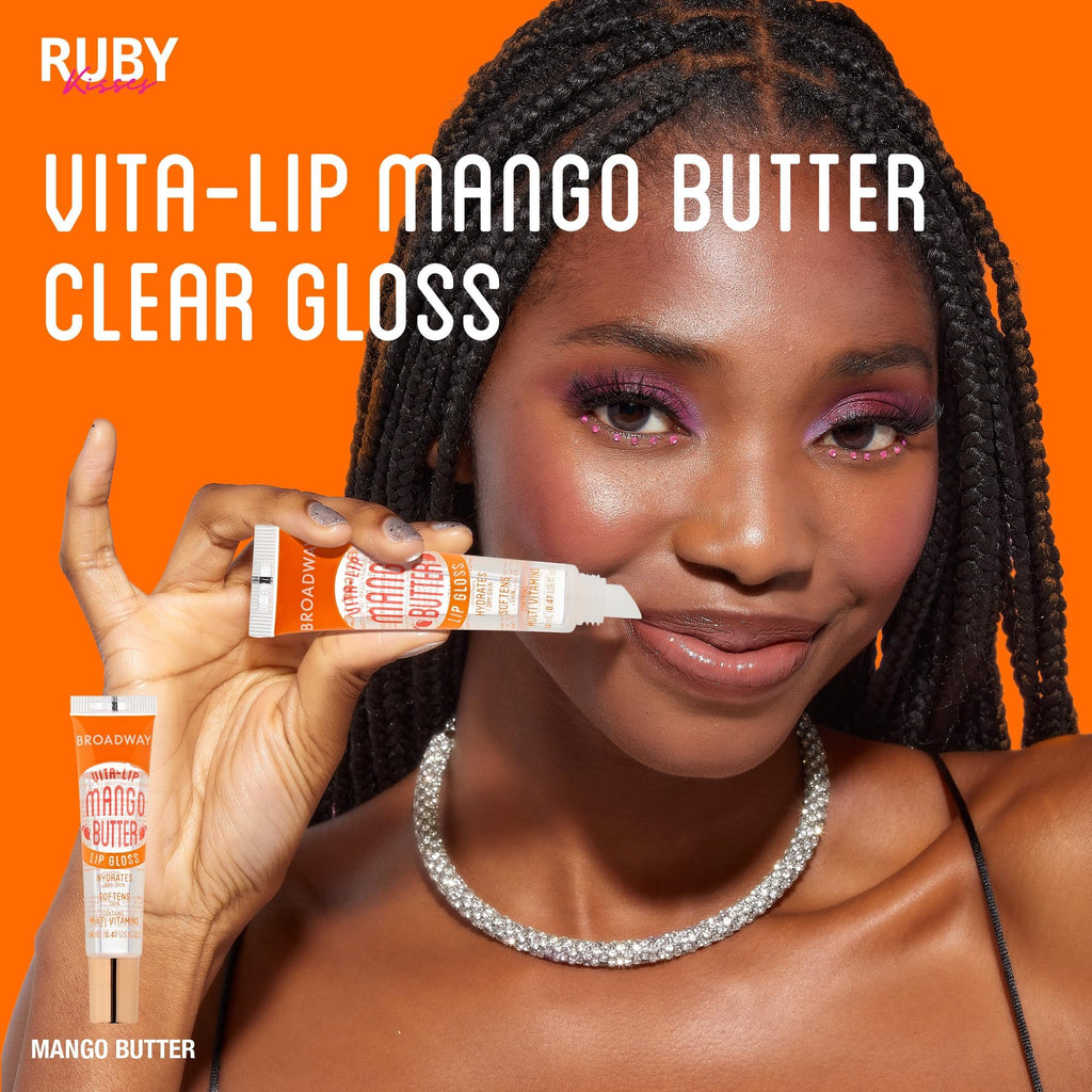 Ruby Kisses Broadway Vita-Lip Clear Lip Gloss (48 Pack), Ultra-Hydrating & Soothing Formula with Vitamins, High-Shine Non-Sticky Finish Lip Balm with Mint, Rosehip, Coconut, Mango, Argan, Honey, Shea