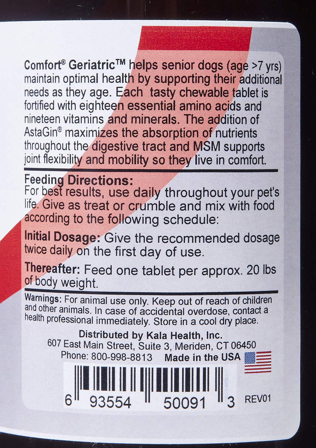 COMFORT Geriatric Supplement for Dogs, 100 Count, Contains MSM, Superoxide Dismutase, Ester-C, 19 Vitamins and Minerals & 18 Amino Acids, Made in the USA