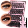 Goddvenus Eyelash Clusters Kit 60+70+80+100D Individual Lashes 320Pcs 12-18mm Lash Extension Kit Wispy Eyelash Extension Kit Fluffy Volume Waterproof Cluster Eyelash Extensions Kit