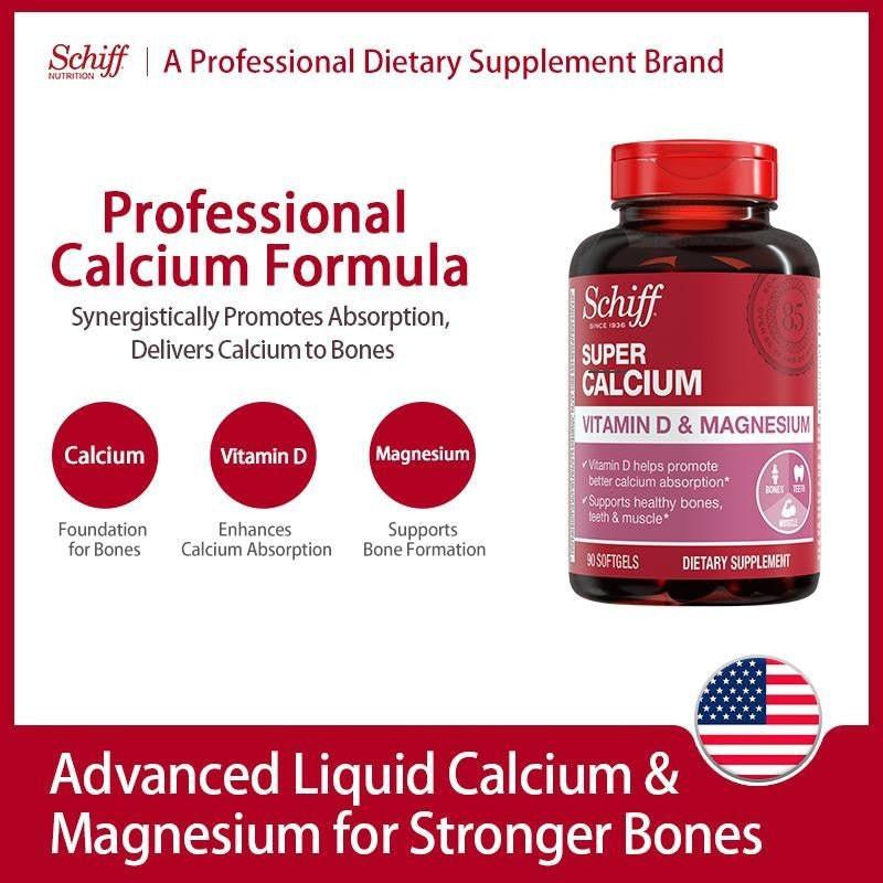 Schiff Super Calcium 800Mg plus Magnesium with Vitamin D3, 90 Softgels - Ca