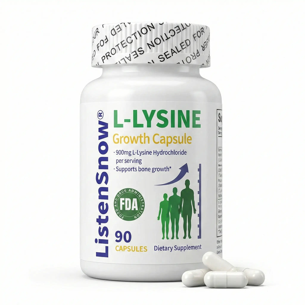 Growth Capsules L-LYSINE Height Increase Maximizer with Calcium for Bone Strength -Natural Get Taller Supplement