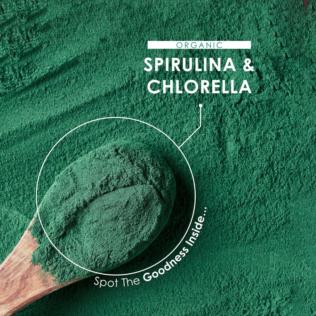 Organic Spirulina & Chlorella 2000mg - 300 Tablets - Broken Cell Wall - Cold Pressed Pure Supplement with No Additives (75 Day Supply) by Alpha01