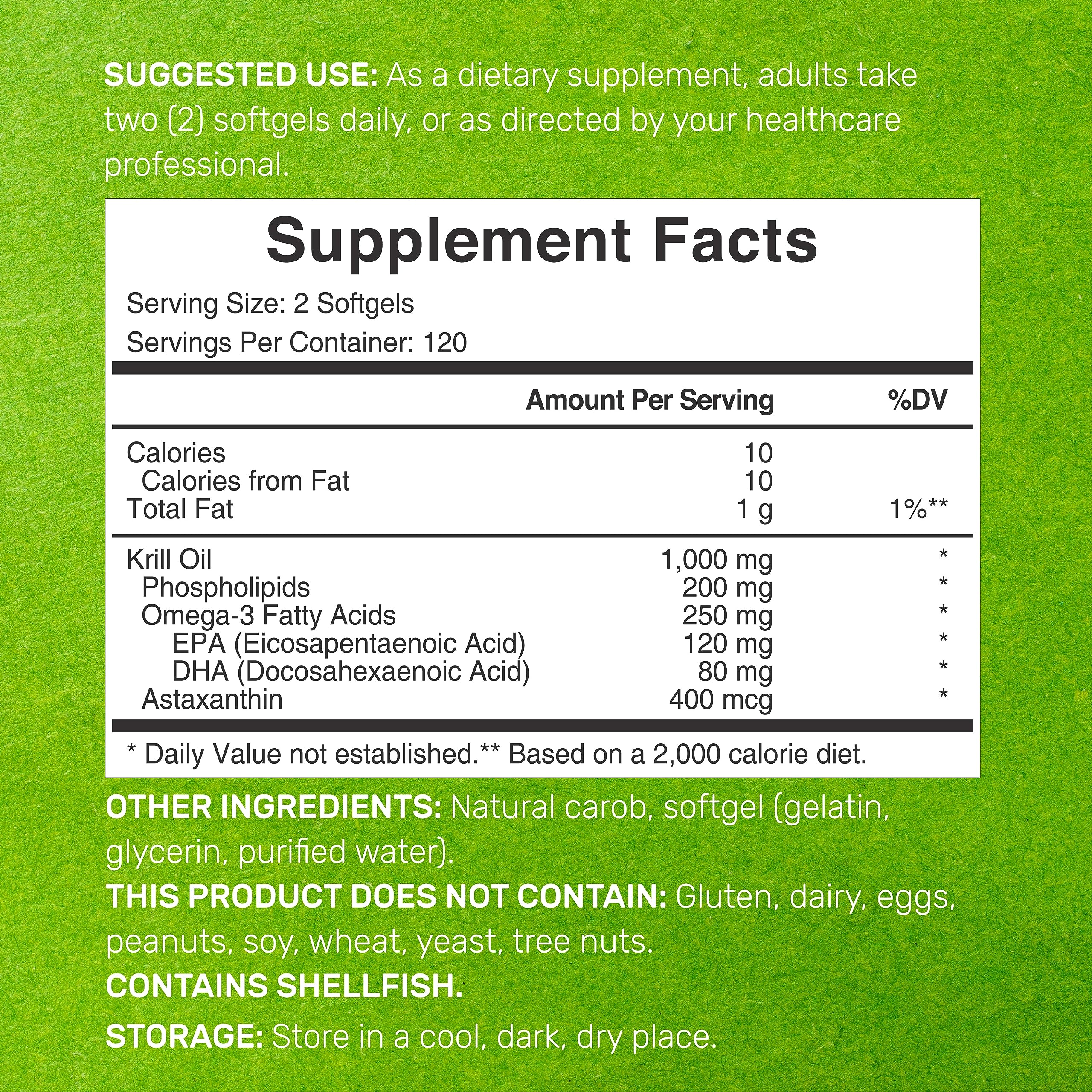 DEAL SUPPLEMENT 2 Pack Antarctic Krill Oil, 1,000mg Per Serving, 480 Softgels – Mercury Free, No Fishy Taste – Rich in Omega-3s, EPA, DHA, Astaxanthin, & Phospholipids – Non-GMO, No Gluten