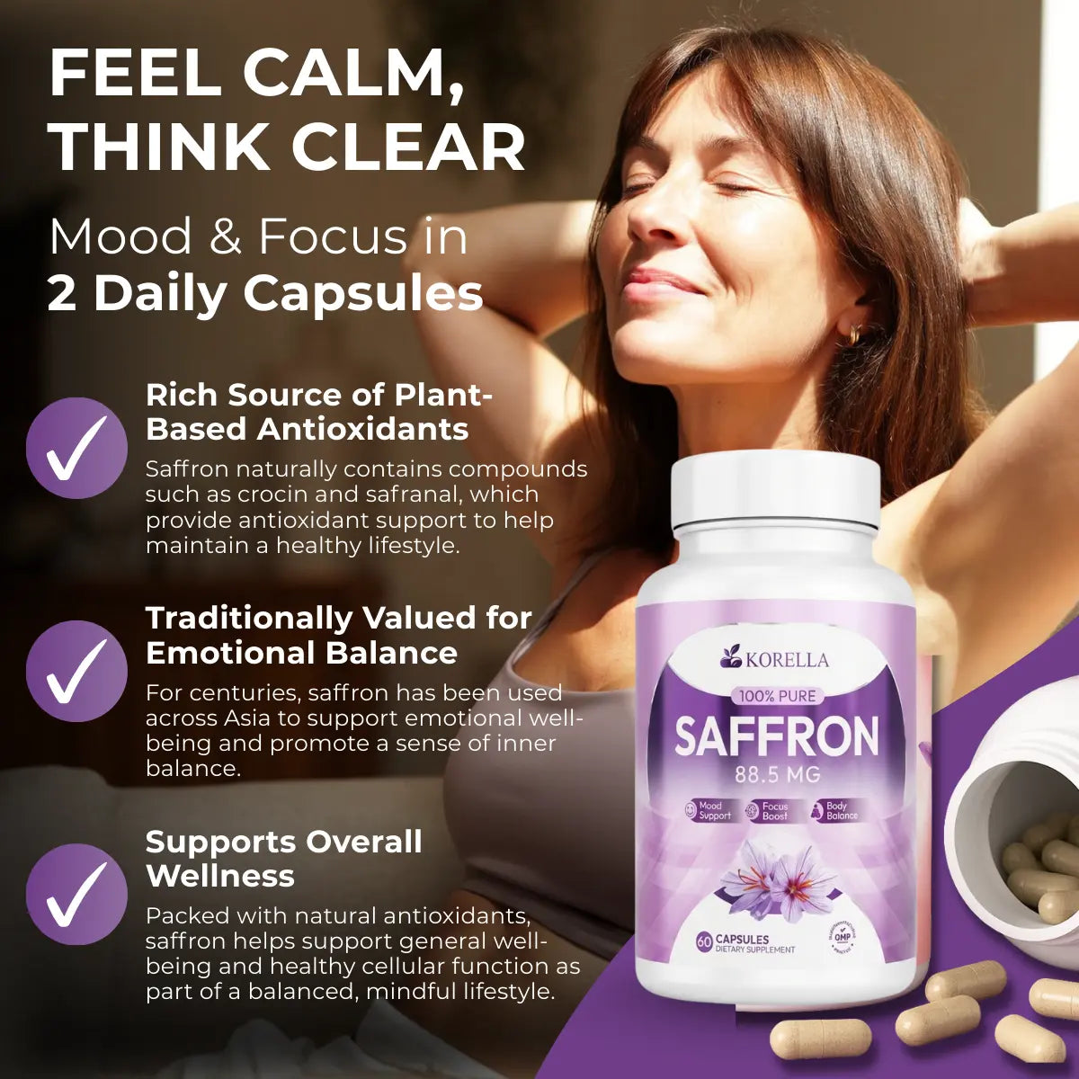 Korella Saffron Extract [88.5Mg] for Stress, Mood & Focus – Natural