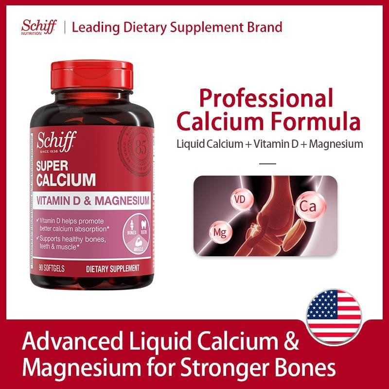 Schiff Super Calcium 800Mg plus Magnesium with Vitamin D3, 90 Softgels - Ca