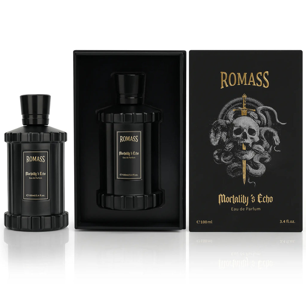 ROMASS Mortality’S Echo Luxe Perfume Unisex 3.4 Oz 100 Ml Long Lasting 8+ Hours with Rum Coffee Vetiver & Sandalwood Notes in Black Bottle #Summervibes