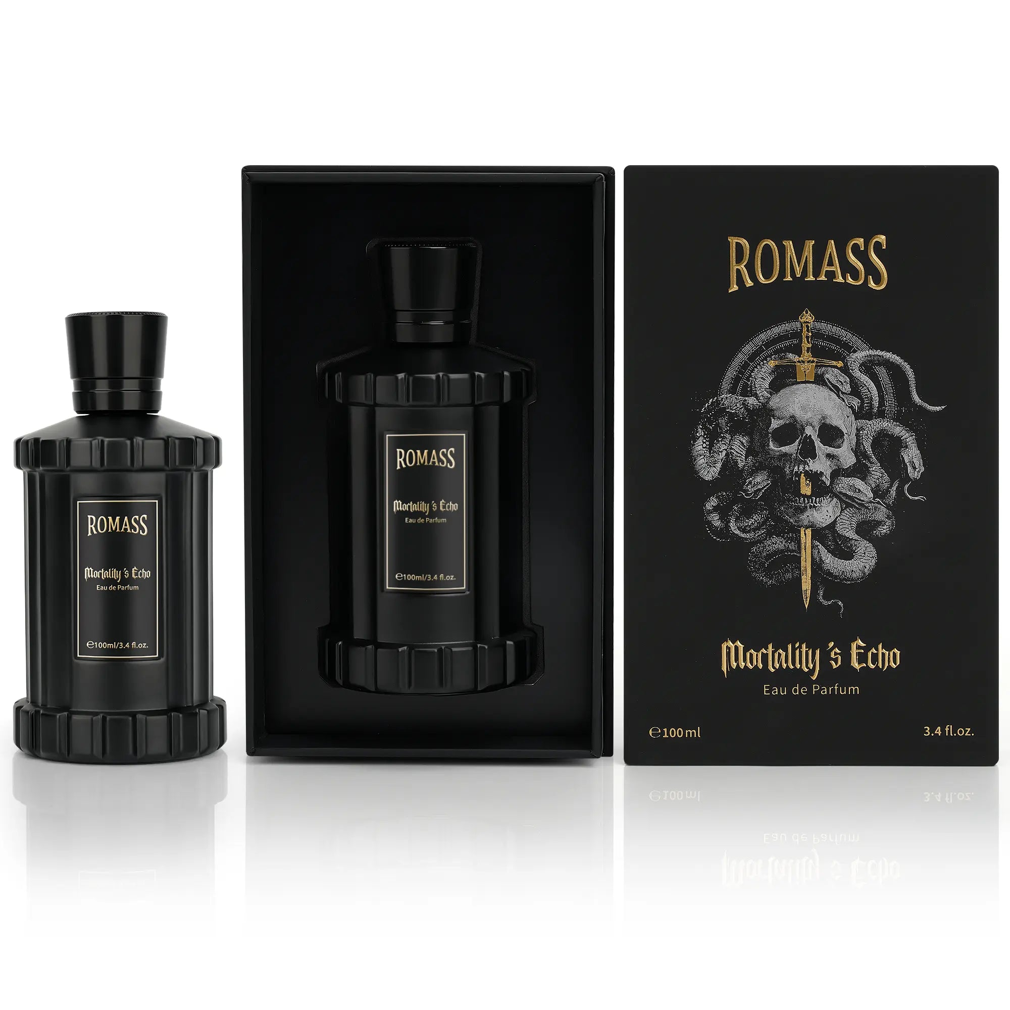 ROMASS Mortality’S Echo Luxe Perfume Unisex 3.4 Oz 100 Ml Long Lasting 8+ Hours with Rum Coffee Vetiver & Sandalwood Notes in Black Bottle #Summervibes