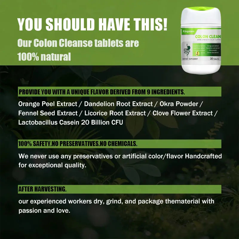 Kingscom Advanced Colon Cleanse - Gut Health & Detox Support |Gut and Colon | with Okra Fiber Formula & 60 Billion Probiotic- Support Bloating, Digestion & Immune Support for Men & Women 30 Capsules Healthcare Optimum Fitness