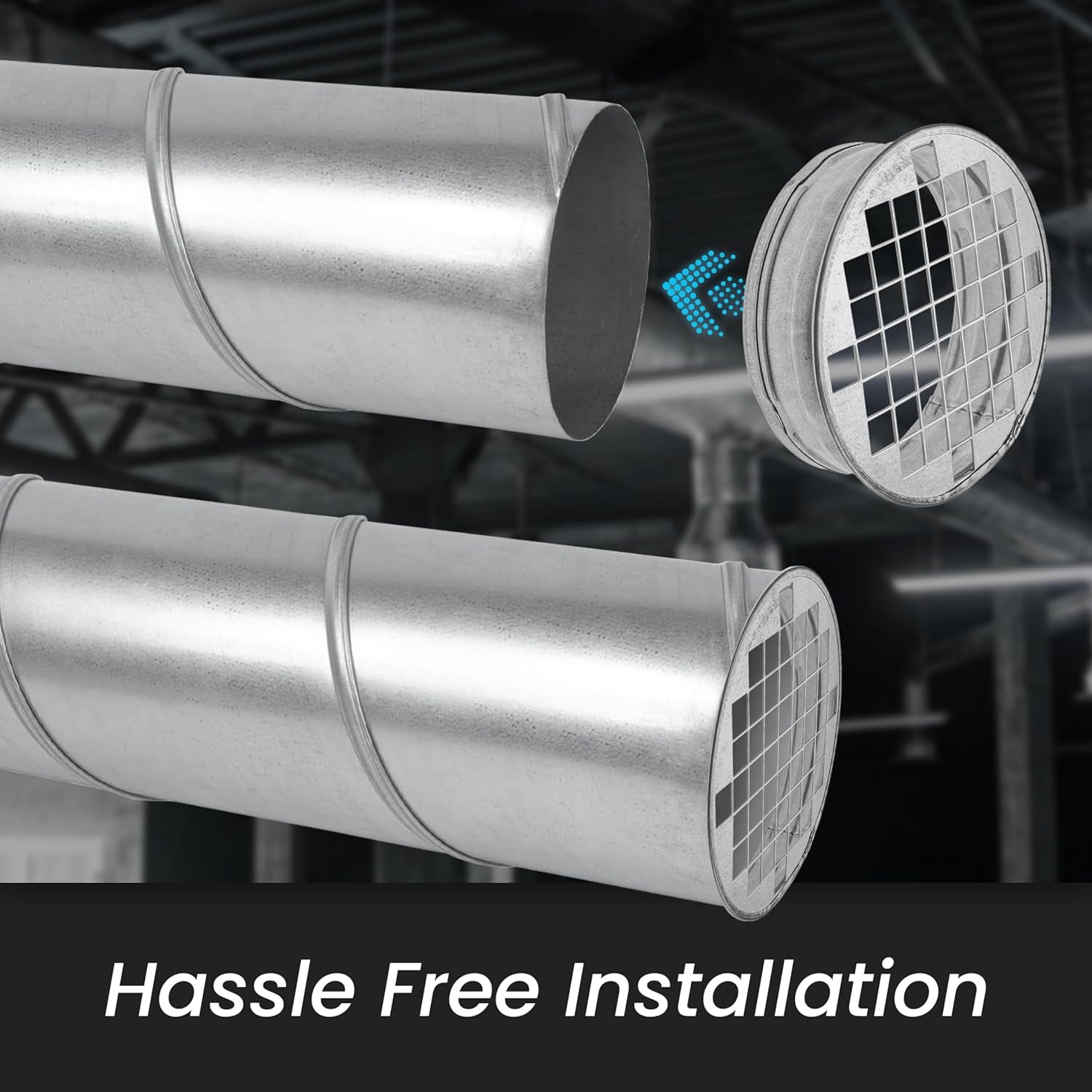12" Inch (Net 3/8" X 3/8" Inch) Duct End Cap with Steel Mesh - round Galvanized Steel Cap, Steel Screen - Vent Duct End Cap - Available Different Sizes (4"; 5"; 6"; 8"; 10" 12" Inch)