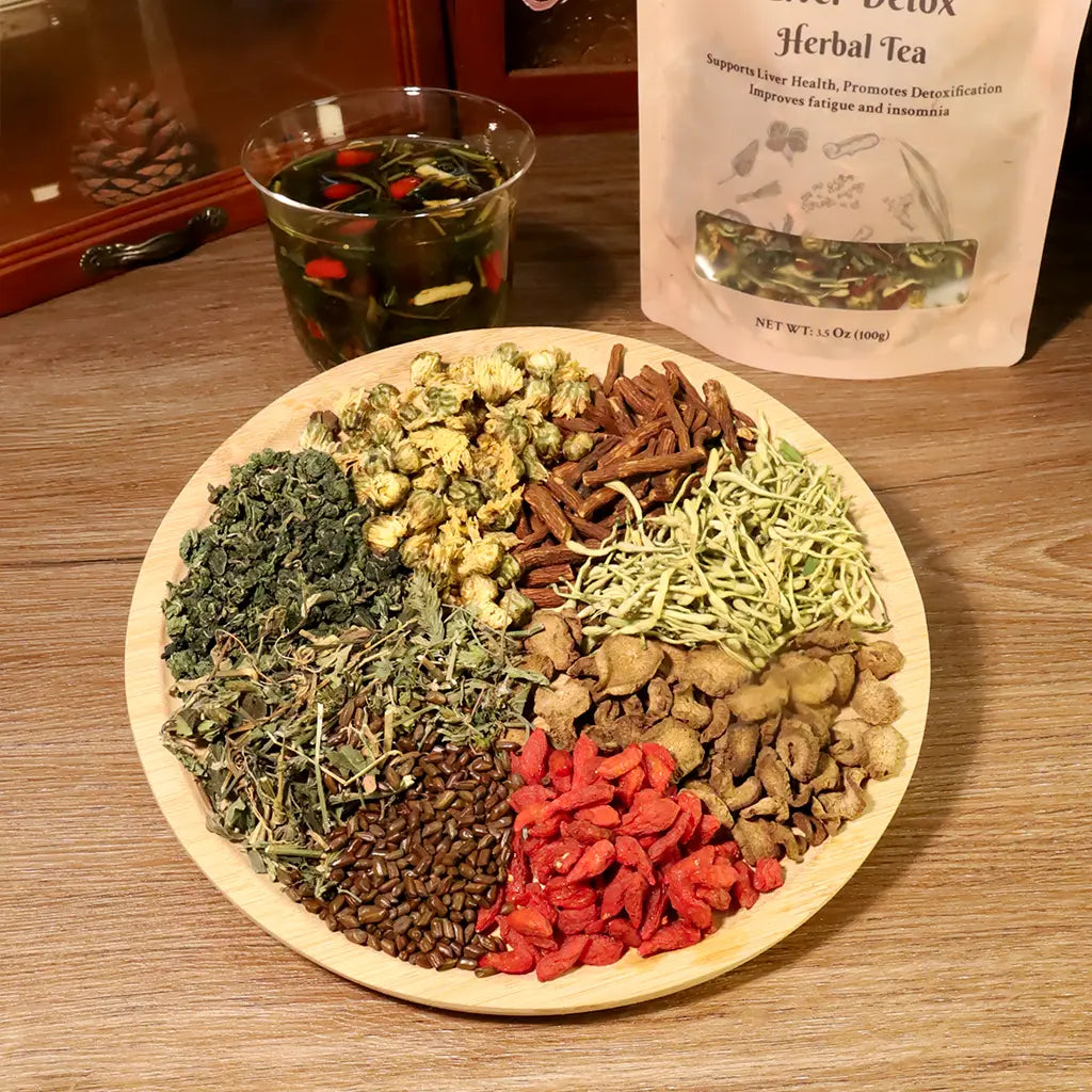 Liver Support with Milk Thistle Goji Berry Chrysanthemum - Cleanse Liver and Eyes | Organic, Natural Herbal Tea Loose Leaf (100G) Beverage | Itree · Vital-Tea