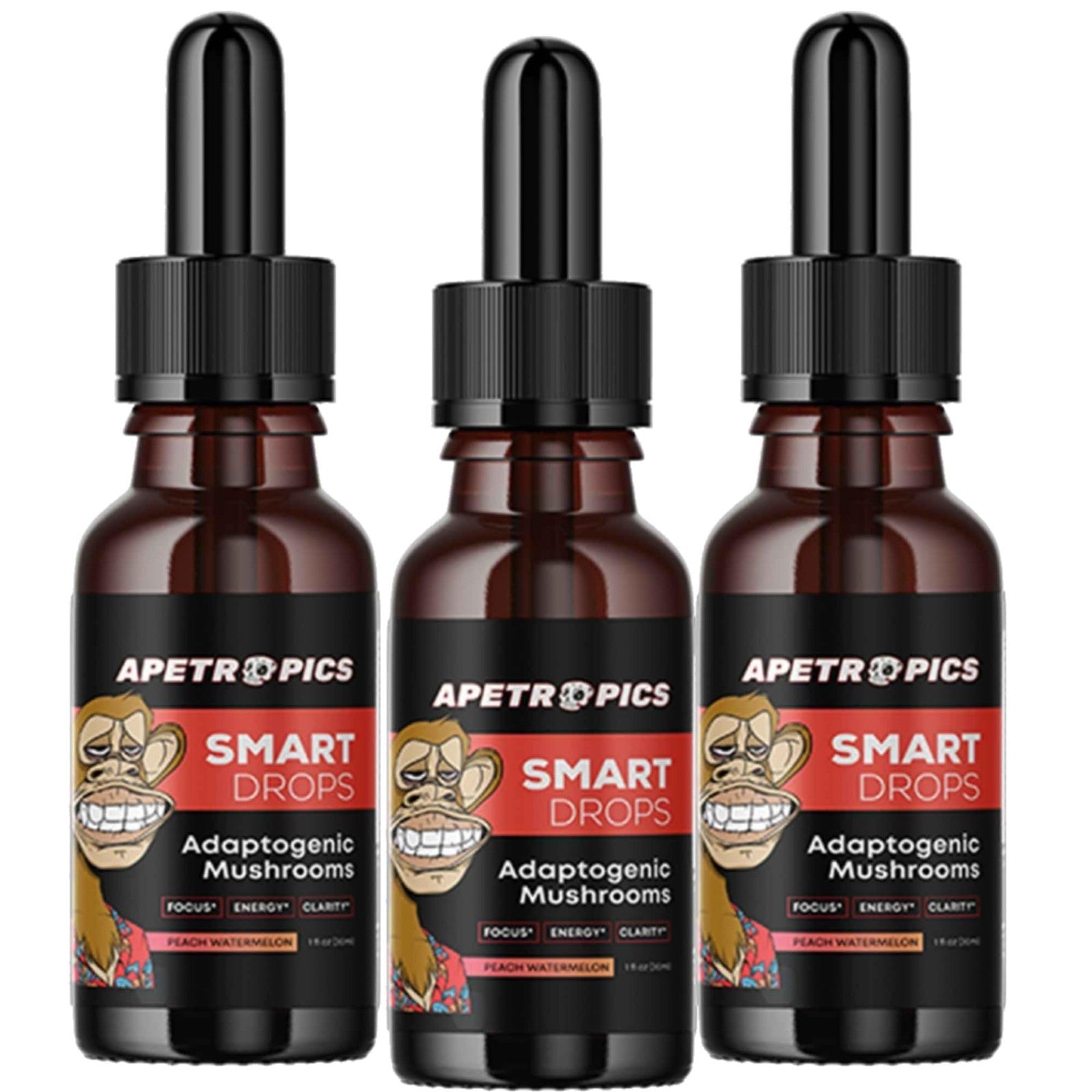 3 Pack of Apetropics Smart Drops - 5-In-One Adaptogenic Mushroom Tincture