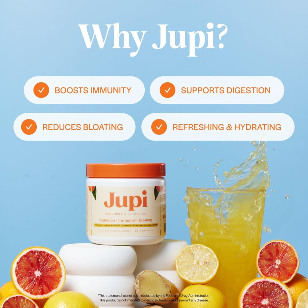 Jupi Hydration & Wellness Powder – Turmeric & Ginger Shots, Vitamin C Supplement