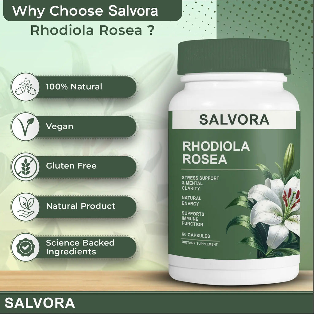 Rhodiola Rosea Extract for Stress, Energy & Focus - Natural Adaptogen [500Mg]