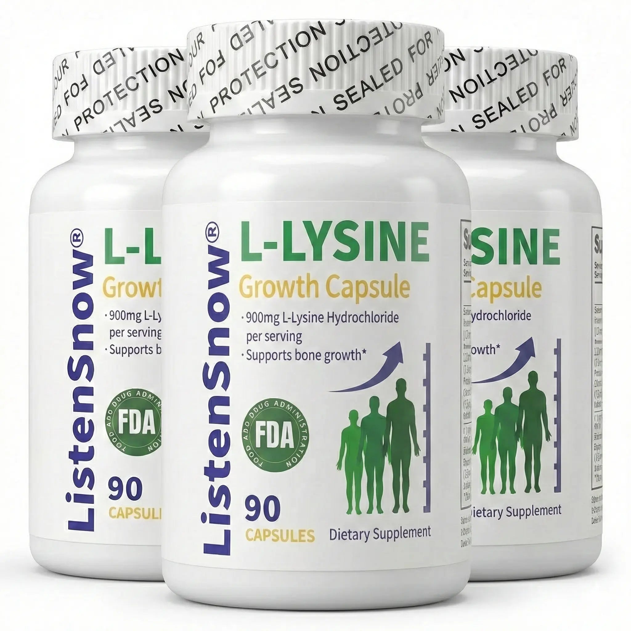 Growth Capsules L-LYSINE Height Increase Maximizer with Calcium for Bone Strength -Natural Get Taller Supplement