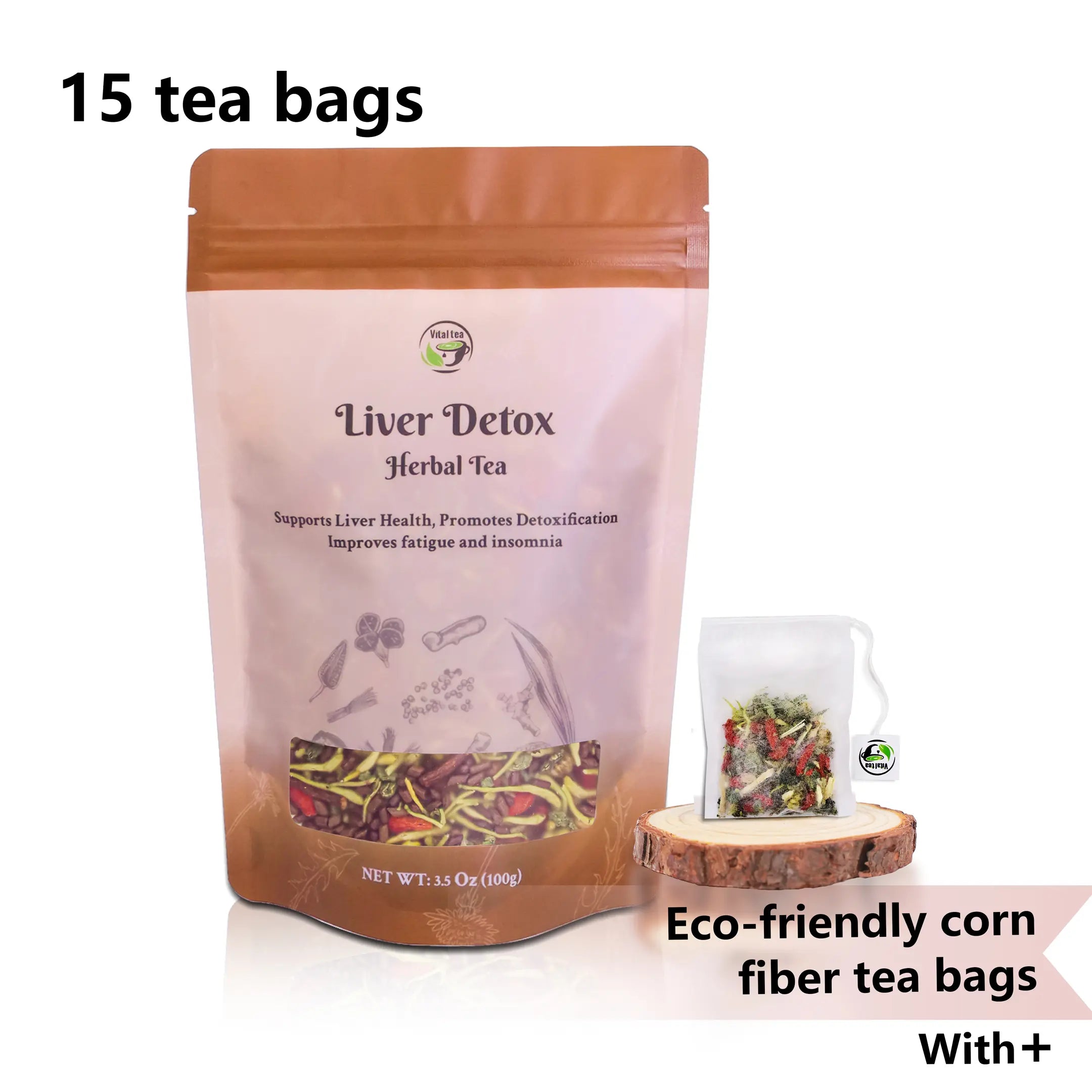 Liver Support with Milk Thistle Goji Berry Chrysanthemum - Cleanse Liver and Eyes | Organic, Natural Herbal Tea Loose Leaf (100G) Beverage | Itree · Vital-Tea
