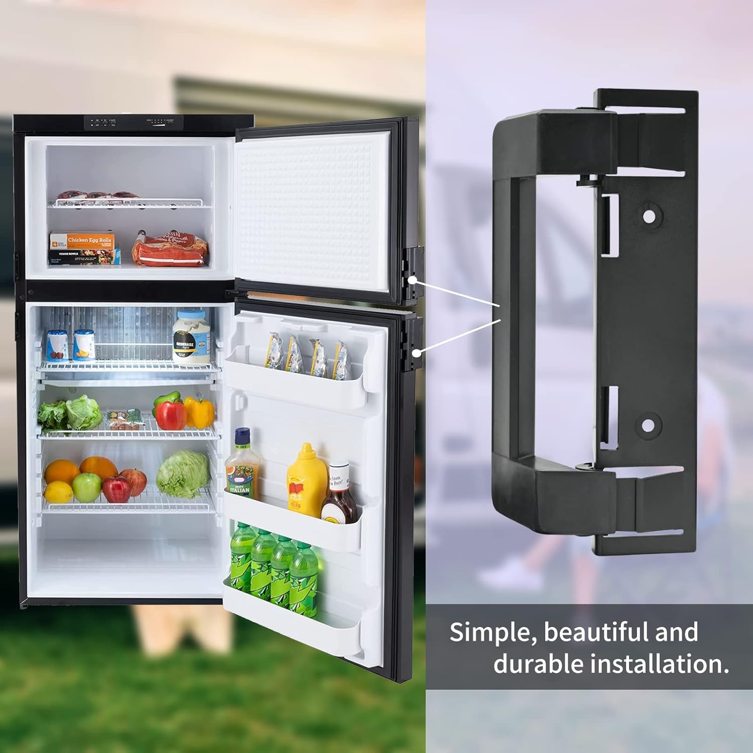 1 Pack 3316882900 RV Refrigerator Door Handle Holder Grip Black Hardware, Compatible with 3316882.900 S,Std Dr Handle Combo-6/8 Amii DM2672, DM2682, DM2872, DM2882 with Airing Cards