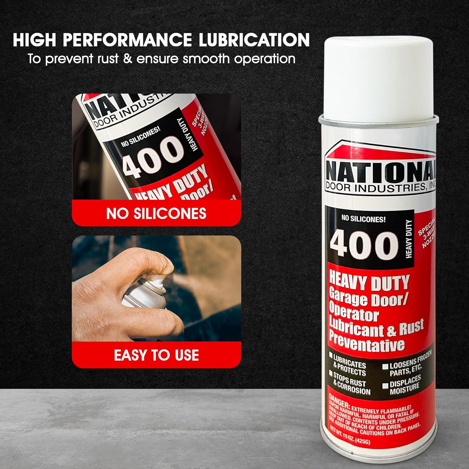 400-HD Heavy-Duty Garage Door Lubricant Spray – Rust Preventative with Long-Last