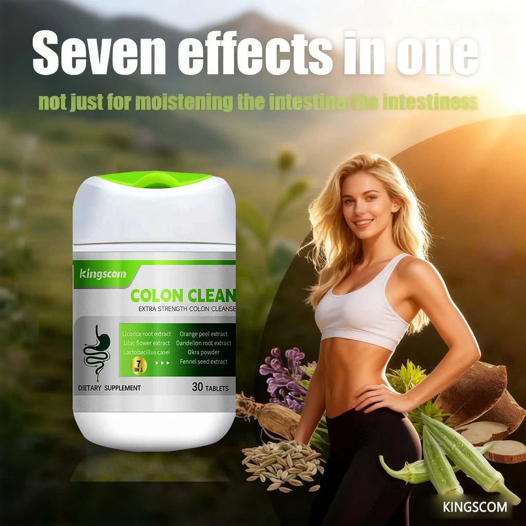 Kingscom Advanced Colon Cleanse - Gut Health & Detox Support |Gut and Colon | with Okra Fiber Formula & 60 Billion Probiotic- Support Bloating, Digestion & Immune Support for Men & Women 30 Capsules Healthcare Optimum Fitness